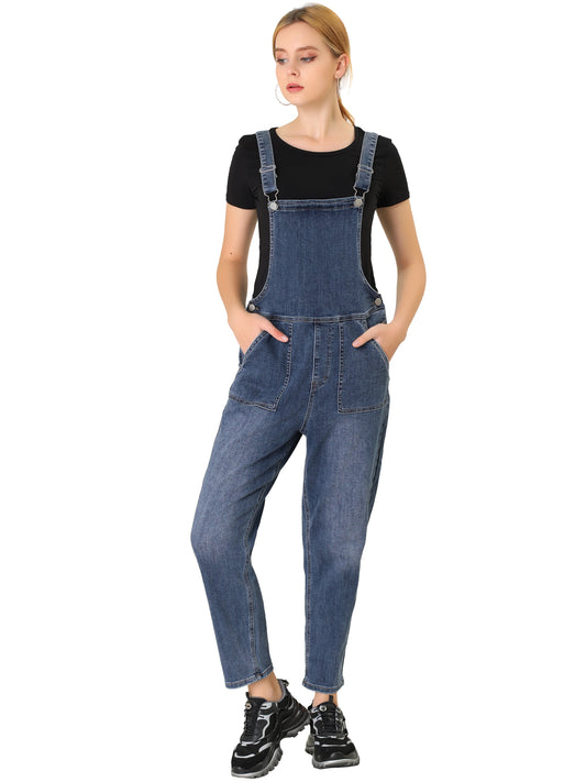 Women's Casual Adjustable Denim Bib Long Overalls Jeans Pants Jumpsuits