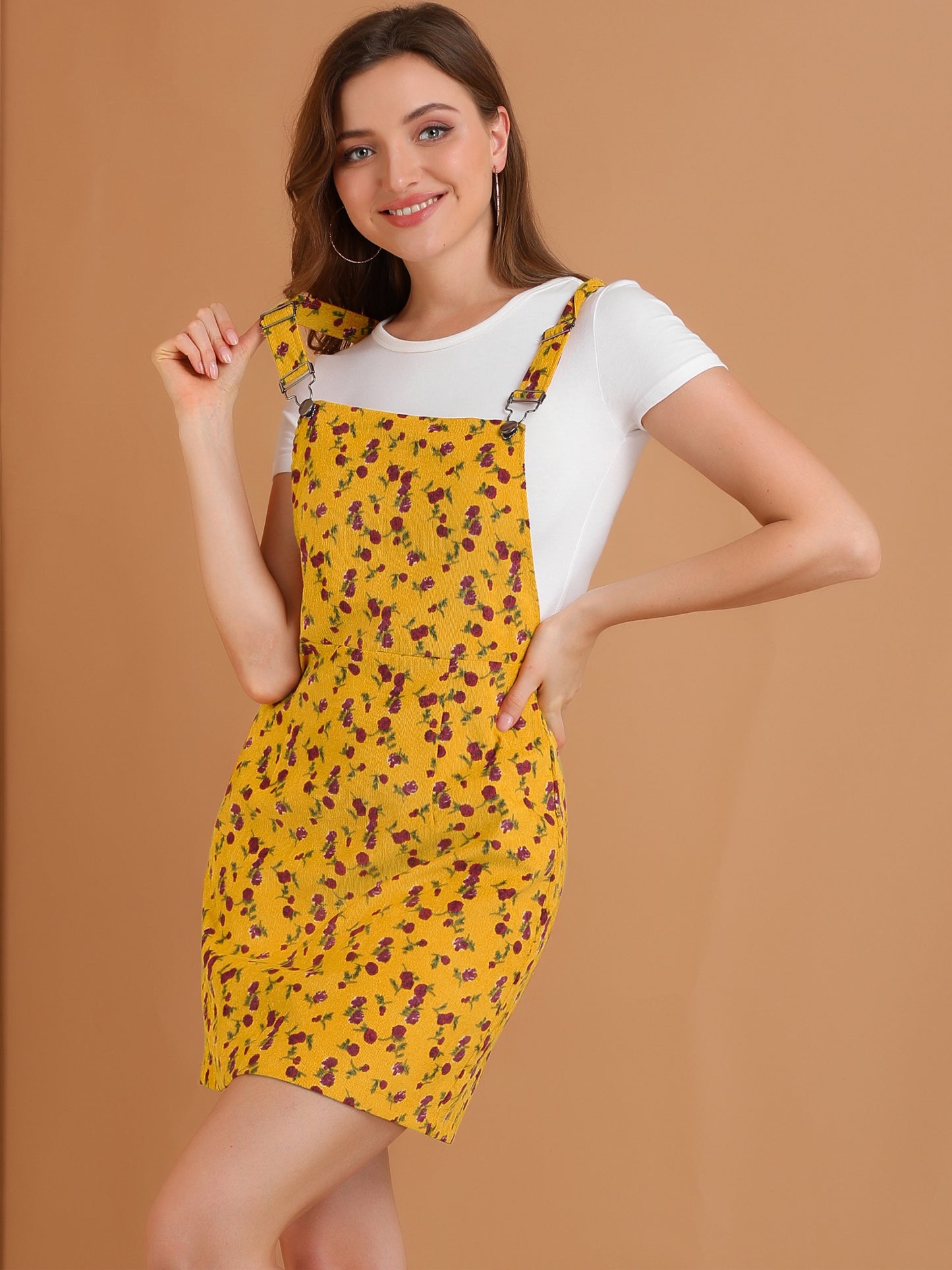Falda con tirantes ajustables para mujer, estilo peto de pana