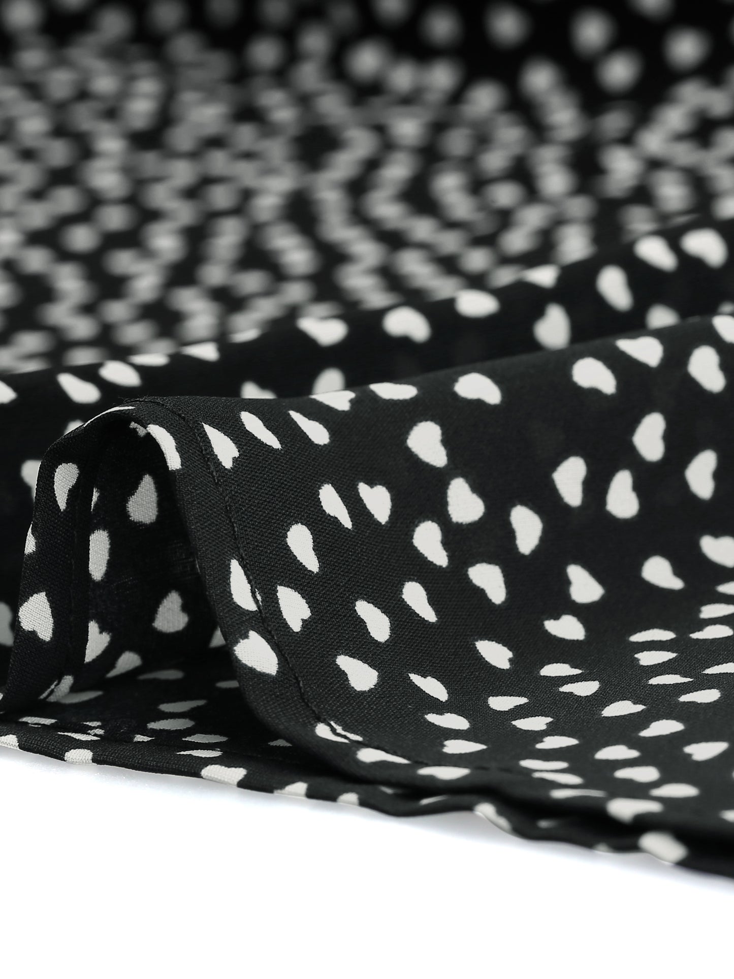 Women's Contrast Doll Collar Polka Dots Short Sleeves Blouse Shirt Top