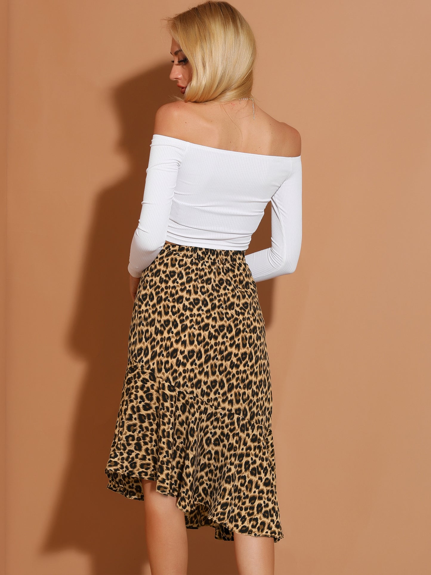 Women's Floral Eleagnt High Waist Mermaid Asymmetrical Ruffle Summer Skirt