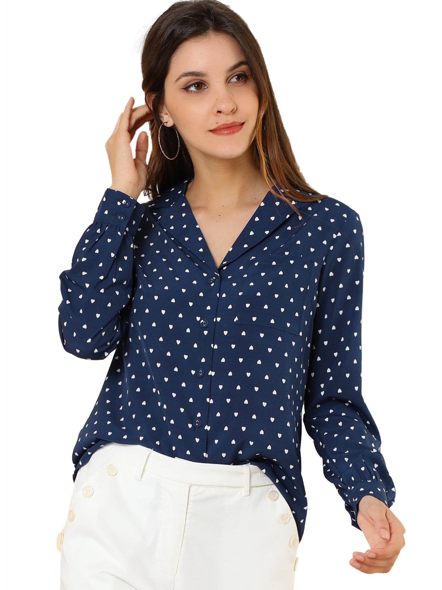 Women's Long Sleeve Printed Button Down Top (Available in Plus Size)