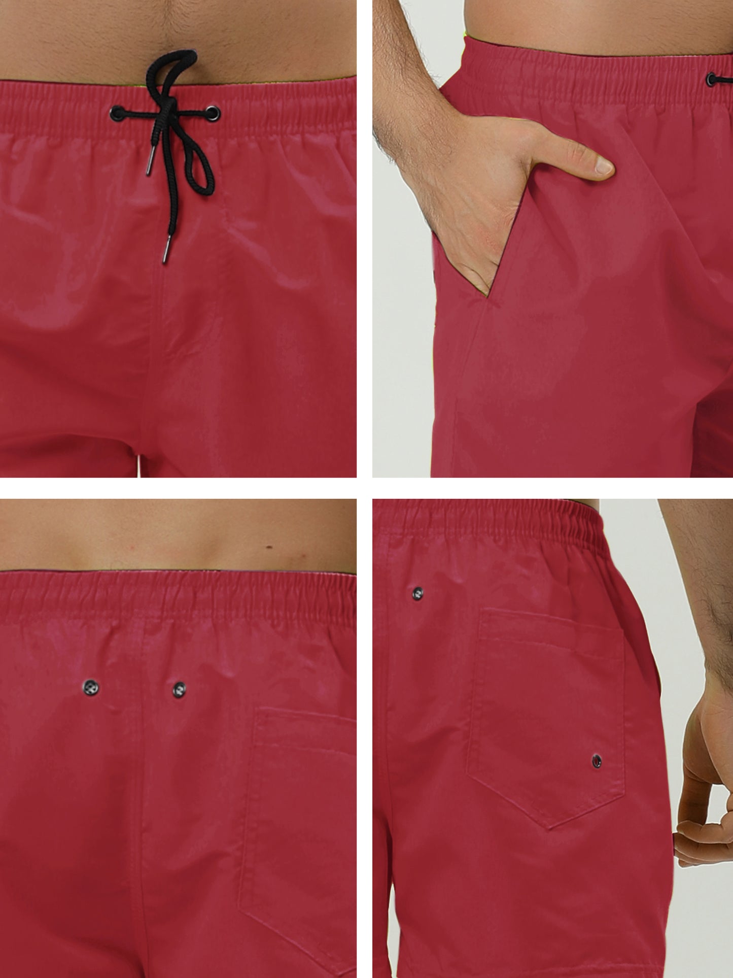 Men's Swim Shorts Summer Drawstring Waist Color Mesh Lining Swimming Board Shorts