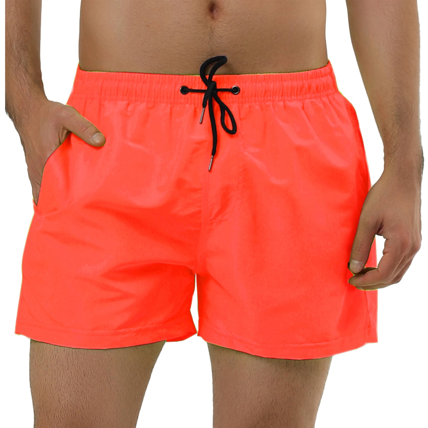 Men's Swim Shorts Summer Drawstring Waist Color Mesh Lining Swimming Board Shorts