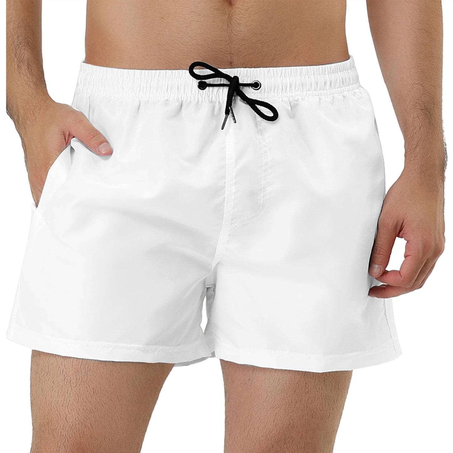 Men's Swim Shorts Summer Drawstring Waist Color Mesh Lining Swimming Board Shorts