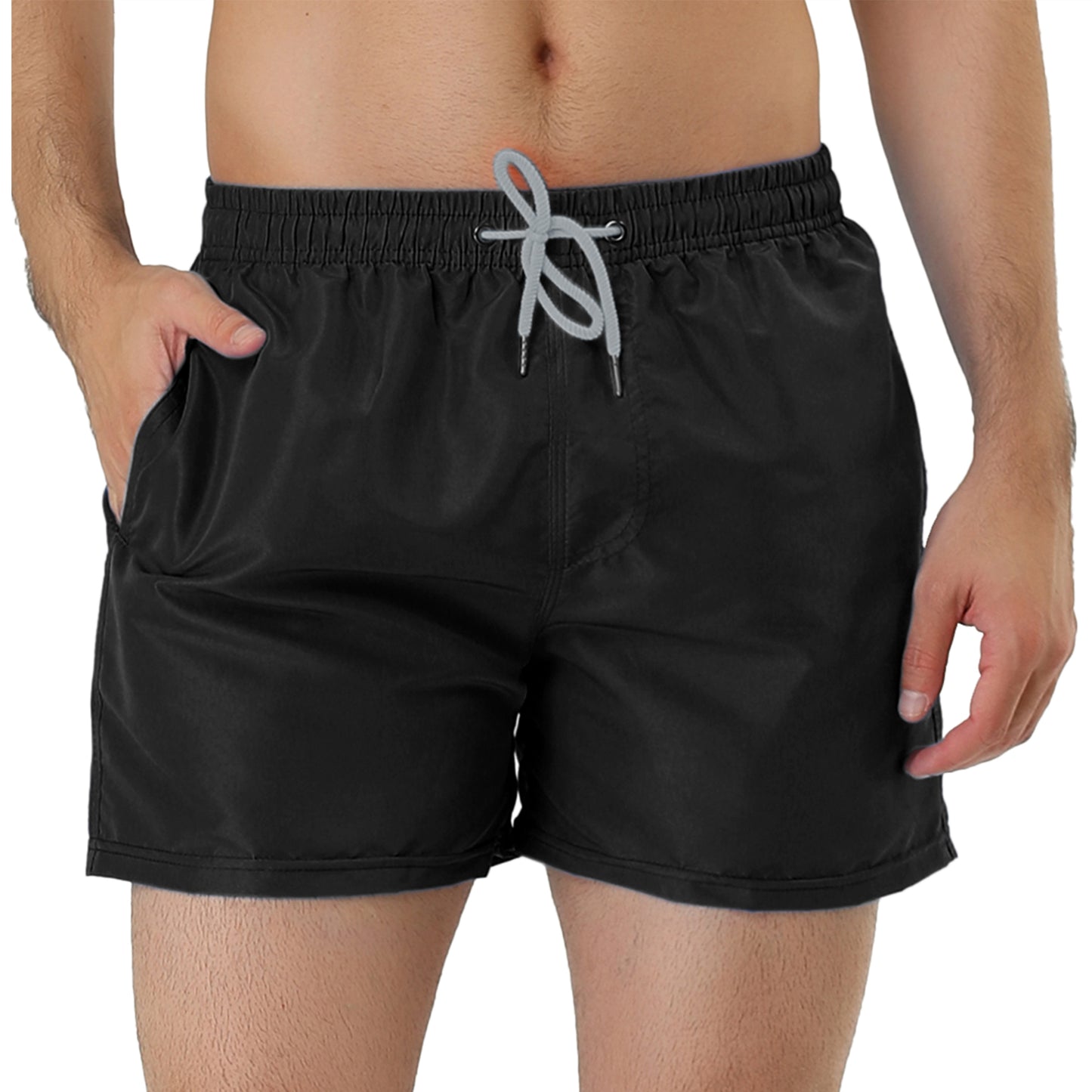 Men's Swim Shorts Summer Drawstring Waist Color Mesh Lining Swimming Board Shorts