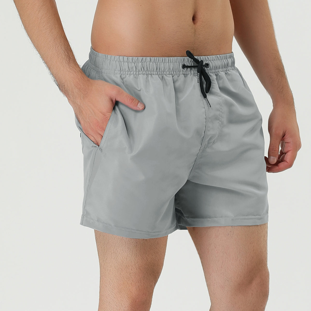 [PACK SALES] Men's 2 Pieces Solid Color Summer Drawstring Waist Beach Swim Trunks