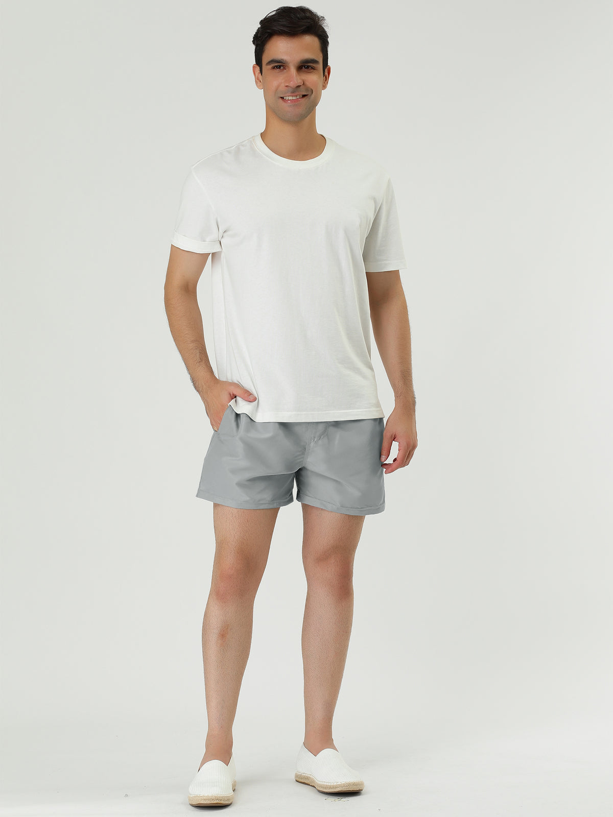 [PACK SALES] Men's 2 Pieces Solid Color Summer Drawstring Waist Beach Swim Trunks