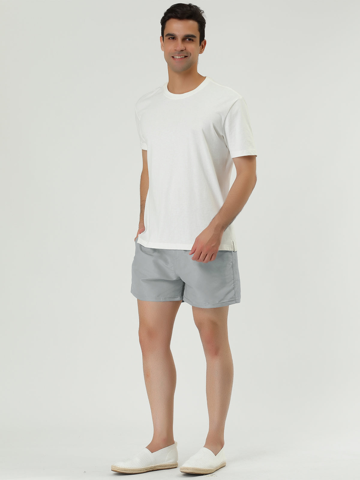 [PACK SALES] Men's 2 Pieces Solid Color Summer Drawstring Waist Beach Swim Trunks