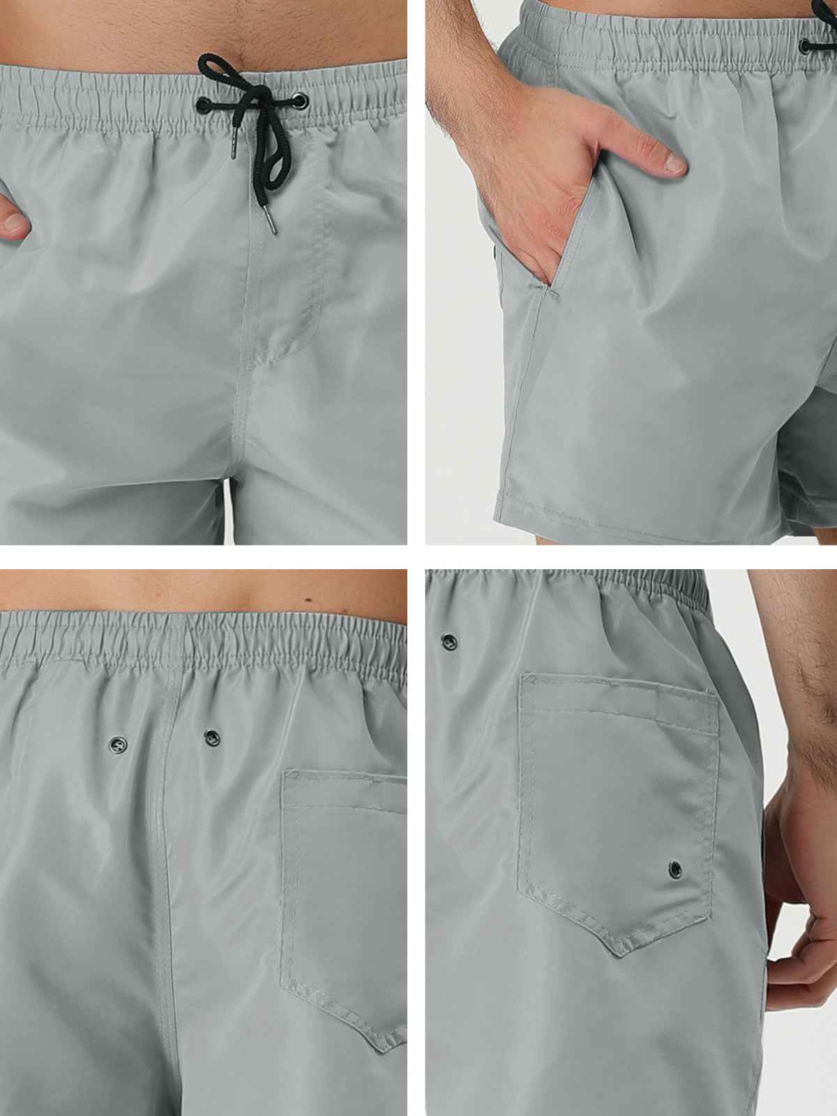 [PACK SALES] Men's 2 Pieces Solid Color Summer Drawstring Waist Beach Swim Trunks