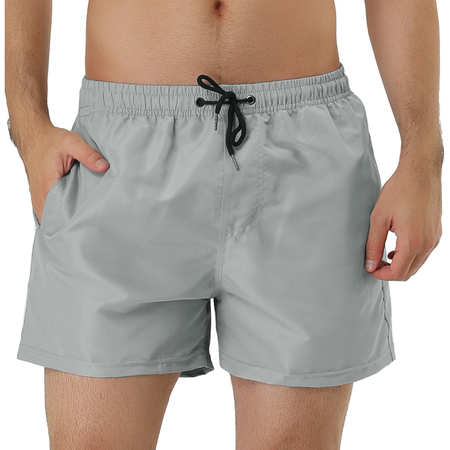 Men's Swim Shorts Summer Drawstring Waist Color Mesh Lining Swimming Board Shorts