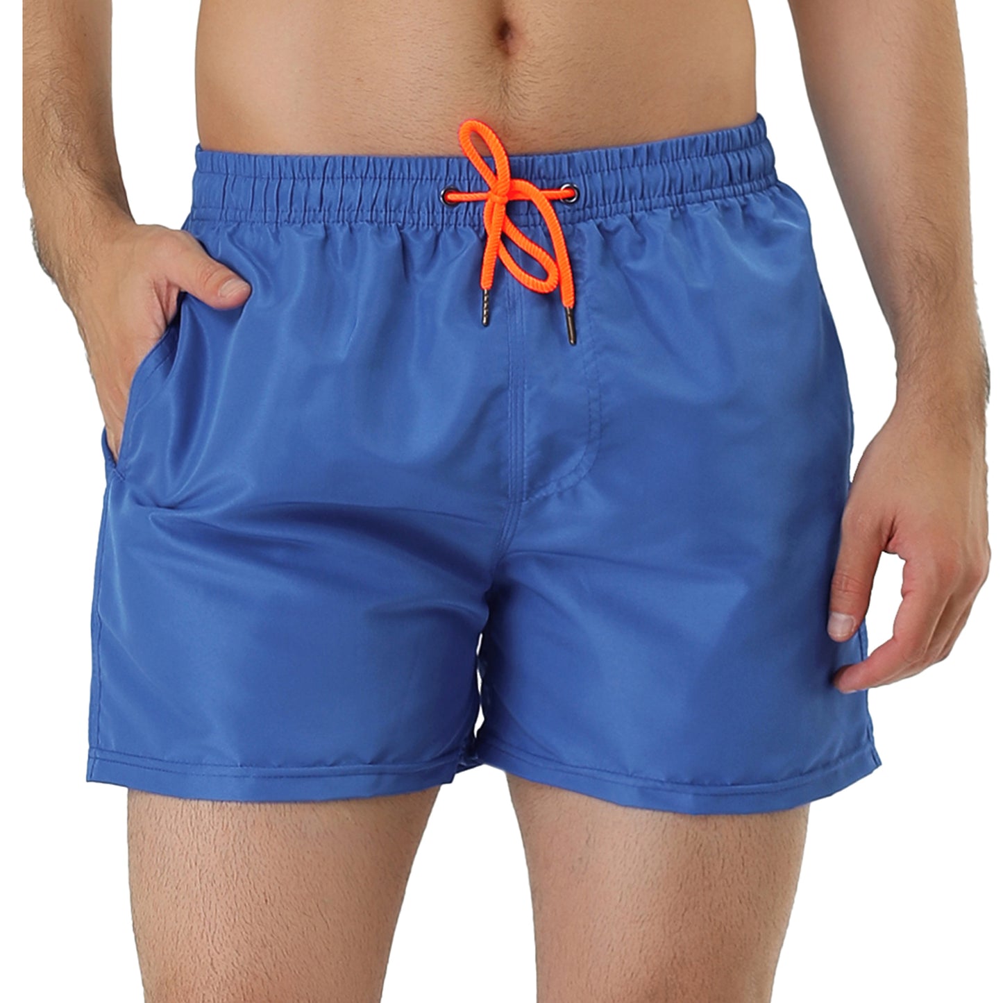 Men's Swim Shorts Summer Drawstring Waist Color Mesh Lining Swimming Board Shorts