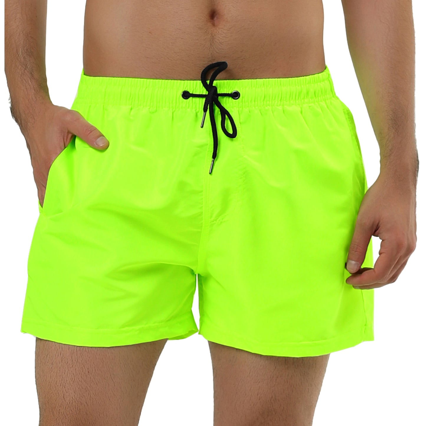 Men's Swim Shorts Summer Drawstring Waist Color Mesh Lining Swimming Board Shorts