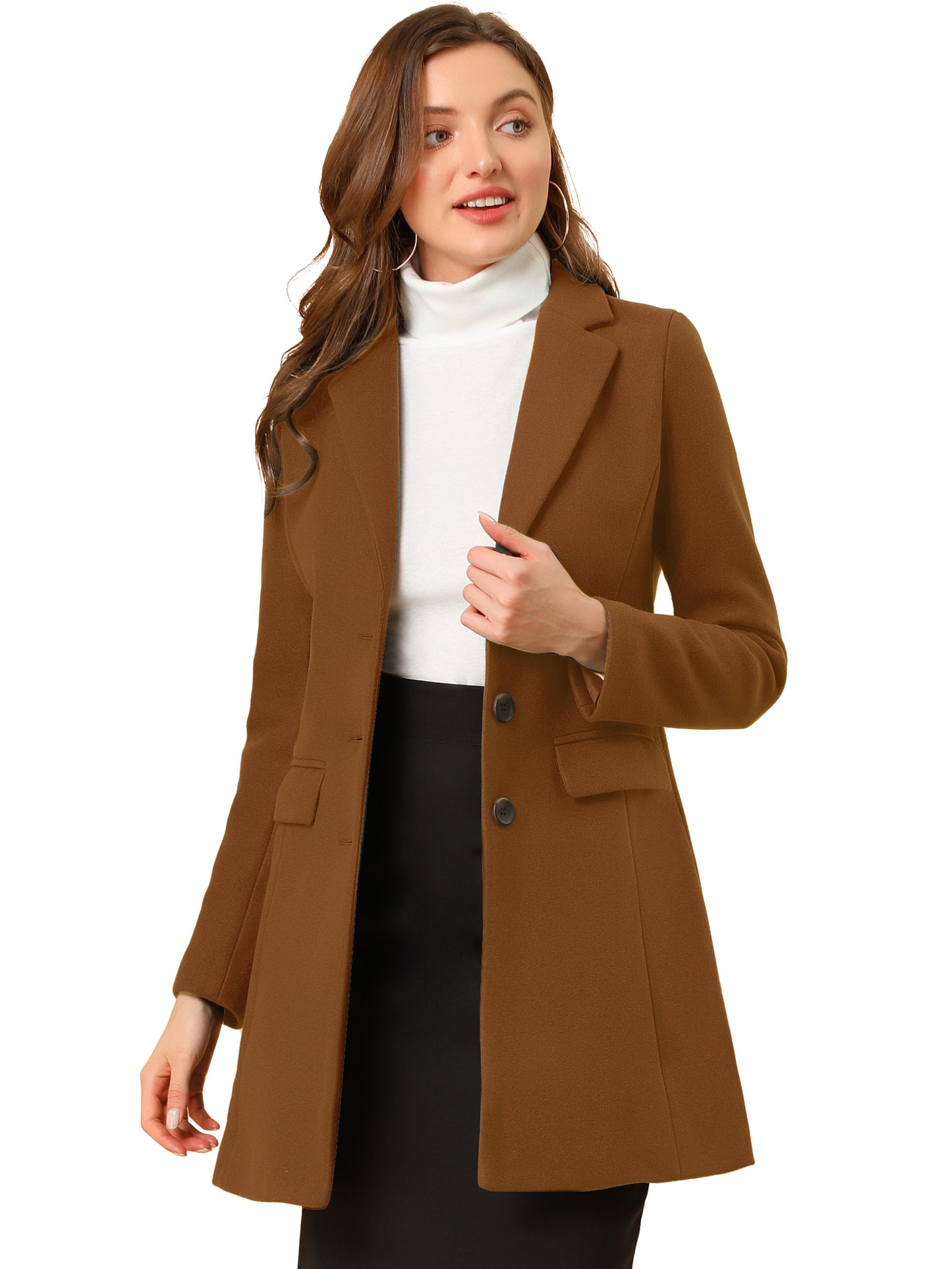 Women's Winter Coats Single Breasted Long Trench Coat Jackets, Deep Colors