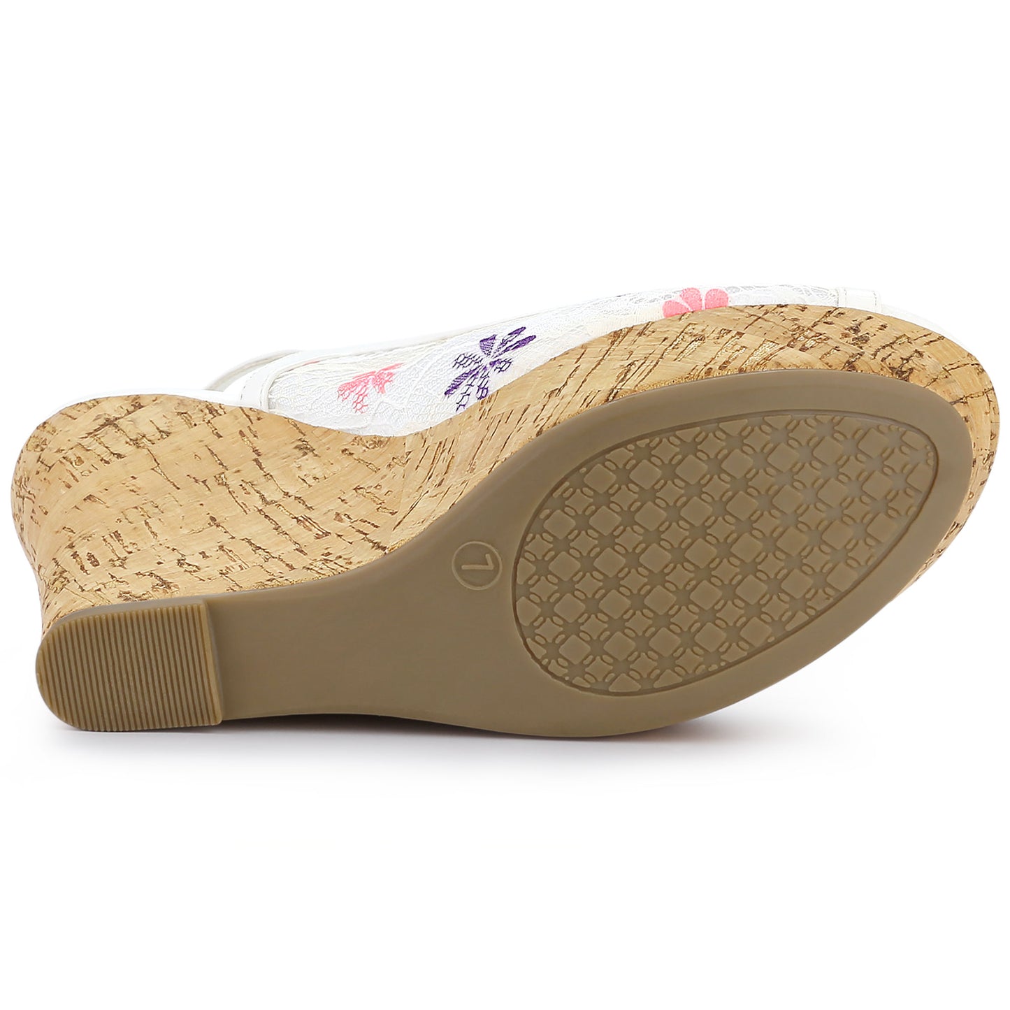 Sandalias de cuña con plataforma y lazo de encaje para mujer color mostaza