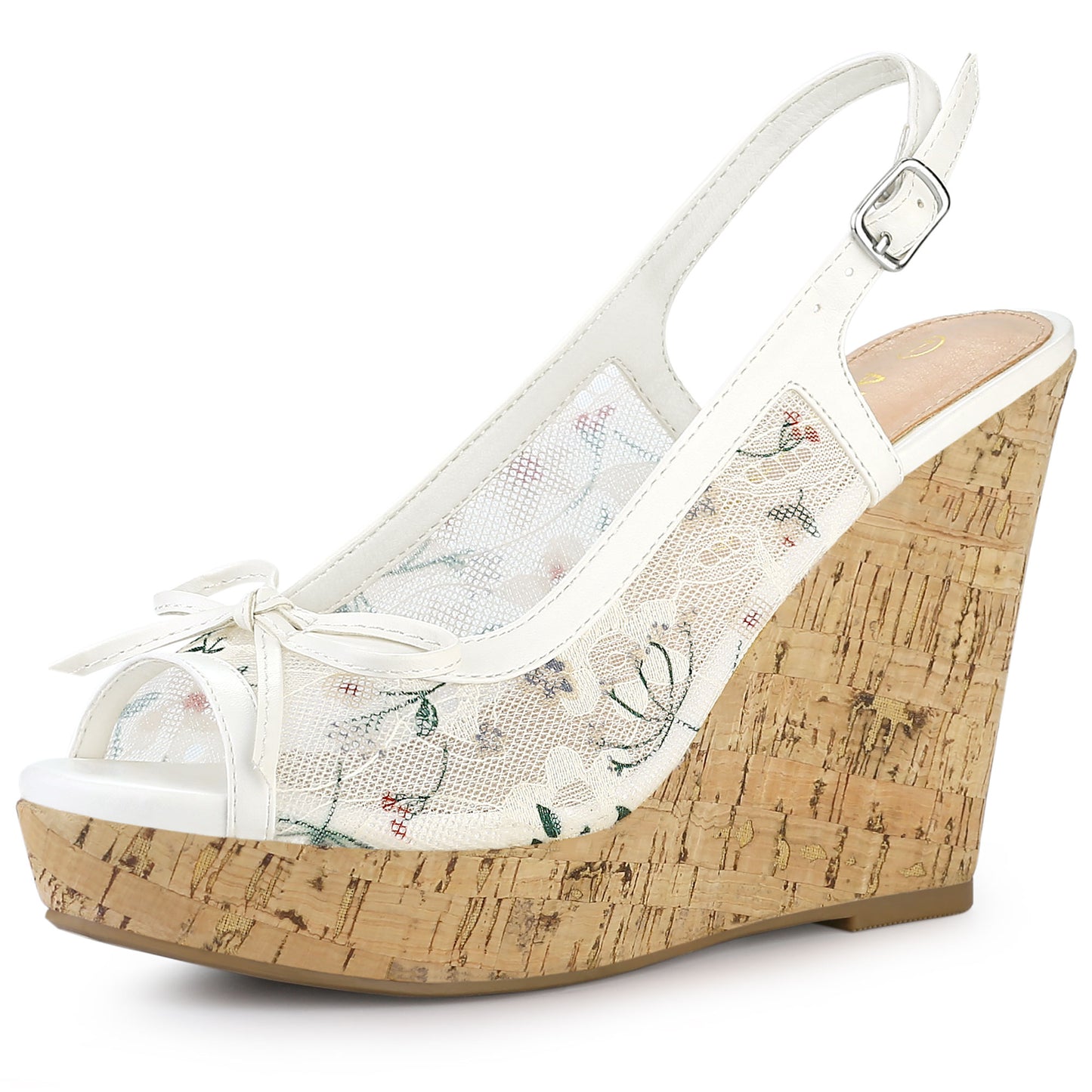 Women's Platform Heels Bow Lace Wedge Mustard Sandals