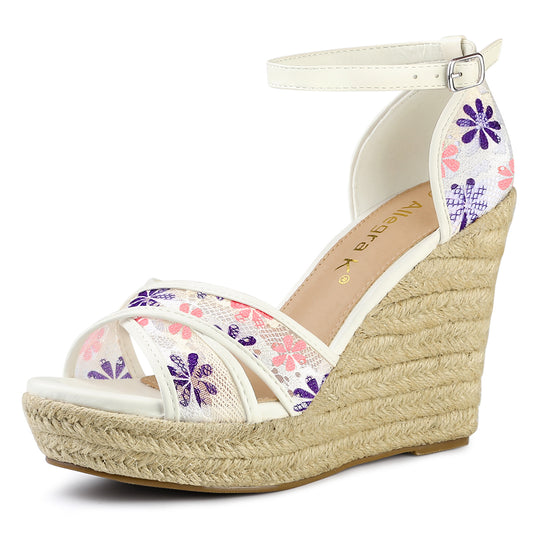 Women's Ankle Strap Espadrille Wedge Heel Sandals