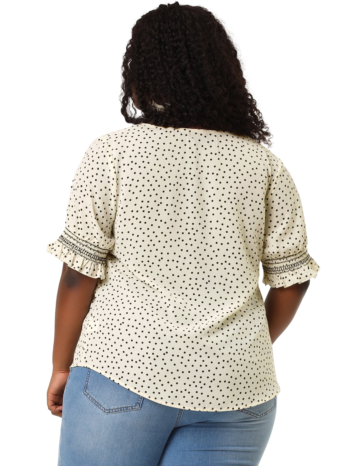 Women's Plus Size Blouse Pin Dots Smocked Floral Boho Blouse