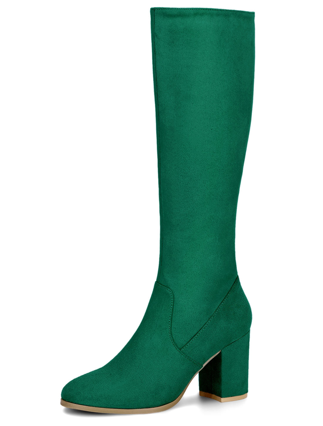 Women's Side Zipper Knee High Boots Chunky Heel Knee Boots, Deep Colors