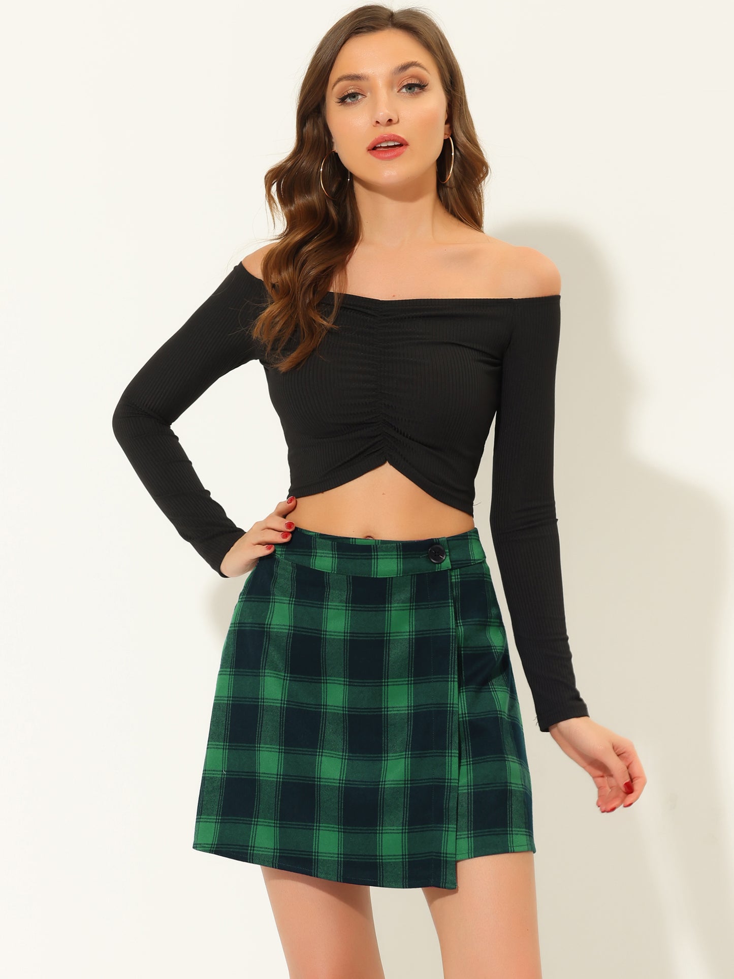 Falda a cuadros para mujer, cintura alta, estilo patinador, capas, corte A, faldas a cuadros