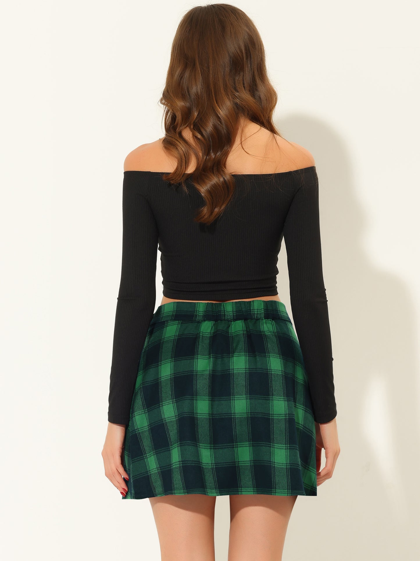 Falda a cuadros para mujer, cintura alta, estilo patinador, capas, corte A, faldas a cuadros