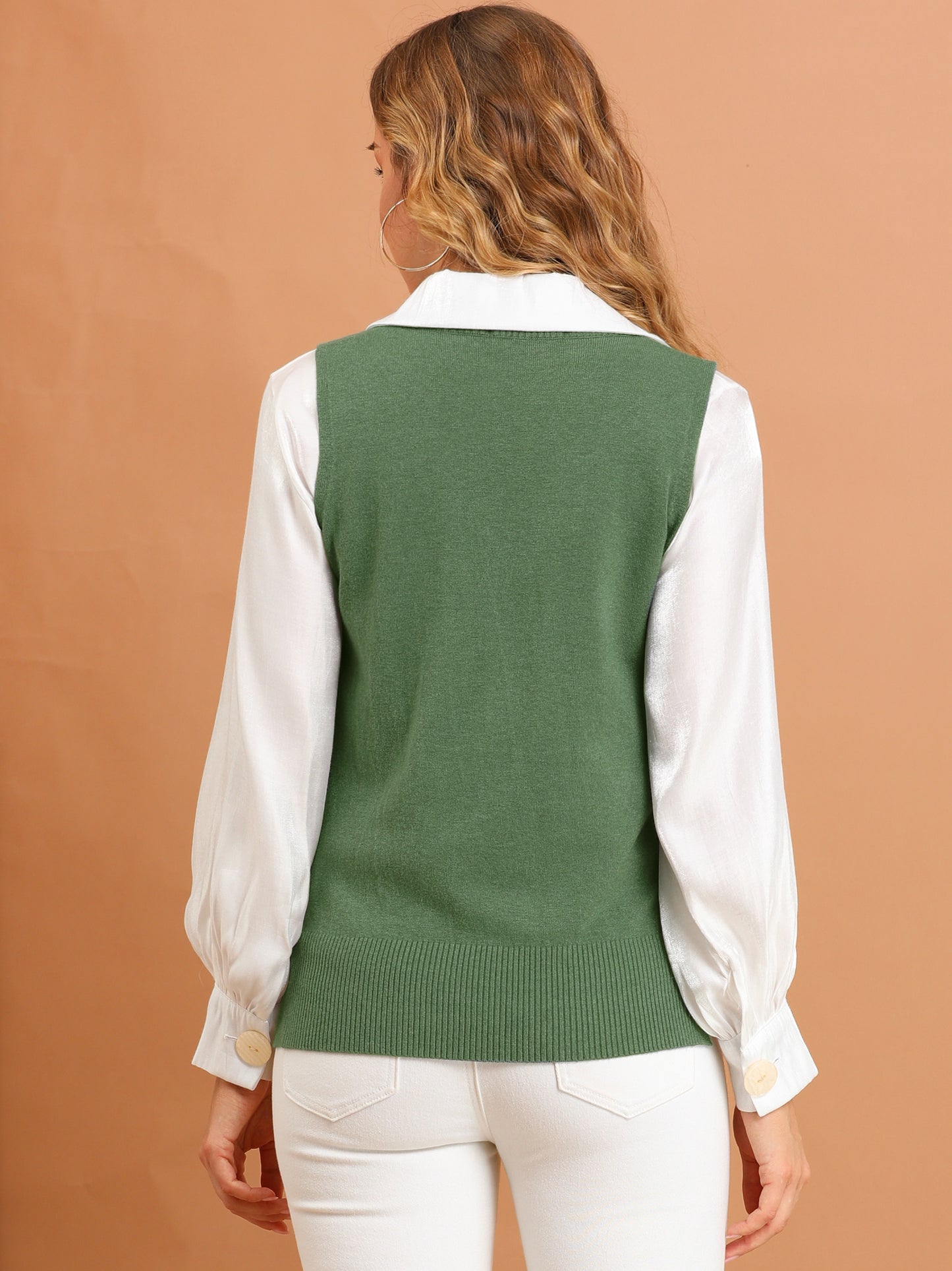 Women's V Neck Sweater Vest Knit Pullover Sleeveless Sweater Top