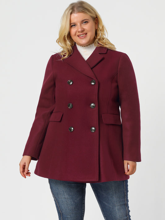 Women's Plus Size Notched Lapel Double Breasted Coat