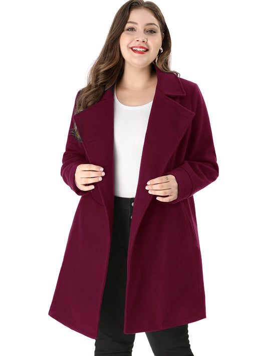 Women's Plus Size Coat A-Line Peter Pan Collar Double Breasted Fall Winter Peacoat