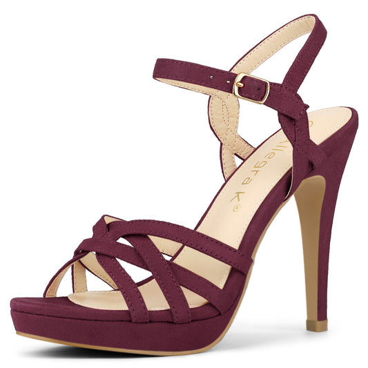 Sandalias de plataforma con tiras y tacón de aguja para mujer