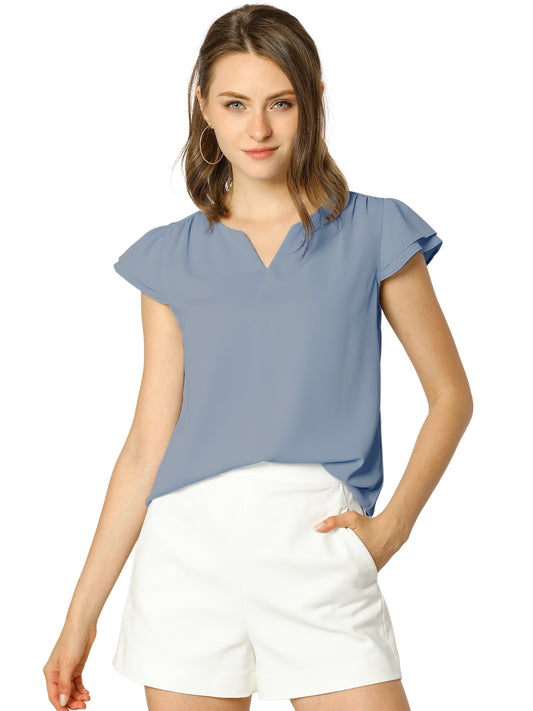 Women's Cap Sleeve Top Work Business Casual Plain Blouse