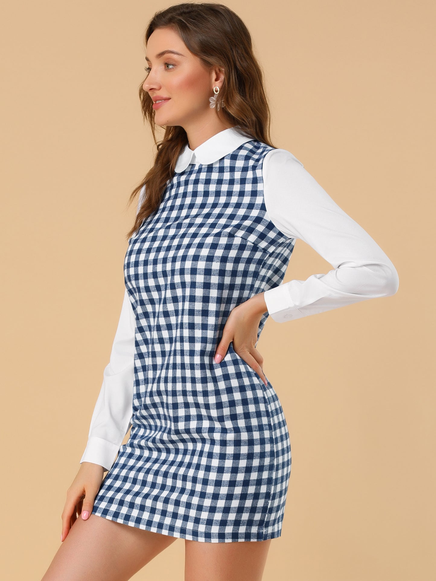 Women's Peter Pan Long Sleeve Mini Dress
