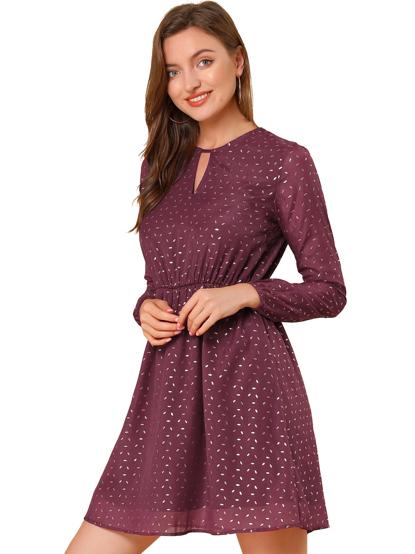 Women's Choker V Neck Gilding Metallic Star Flared A-Line Dress