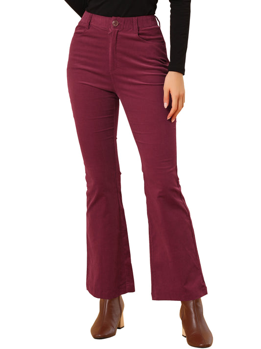 Pantalones acampanados vintage de pana con cintura alta y corte acampanado para mujer