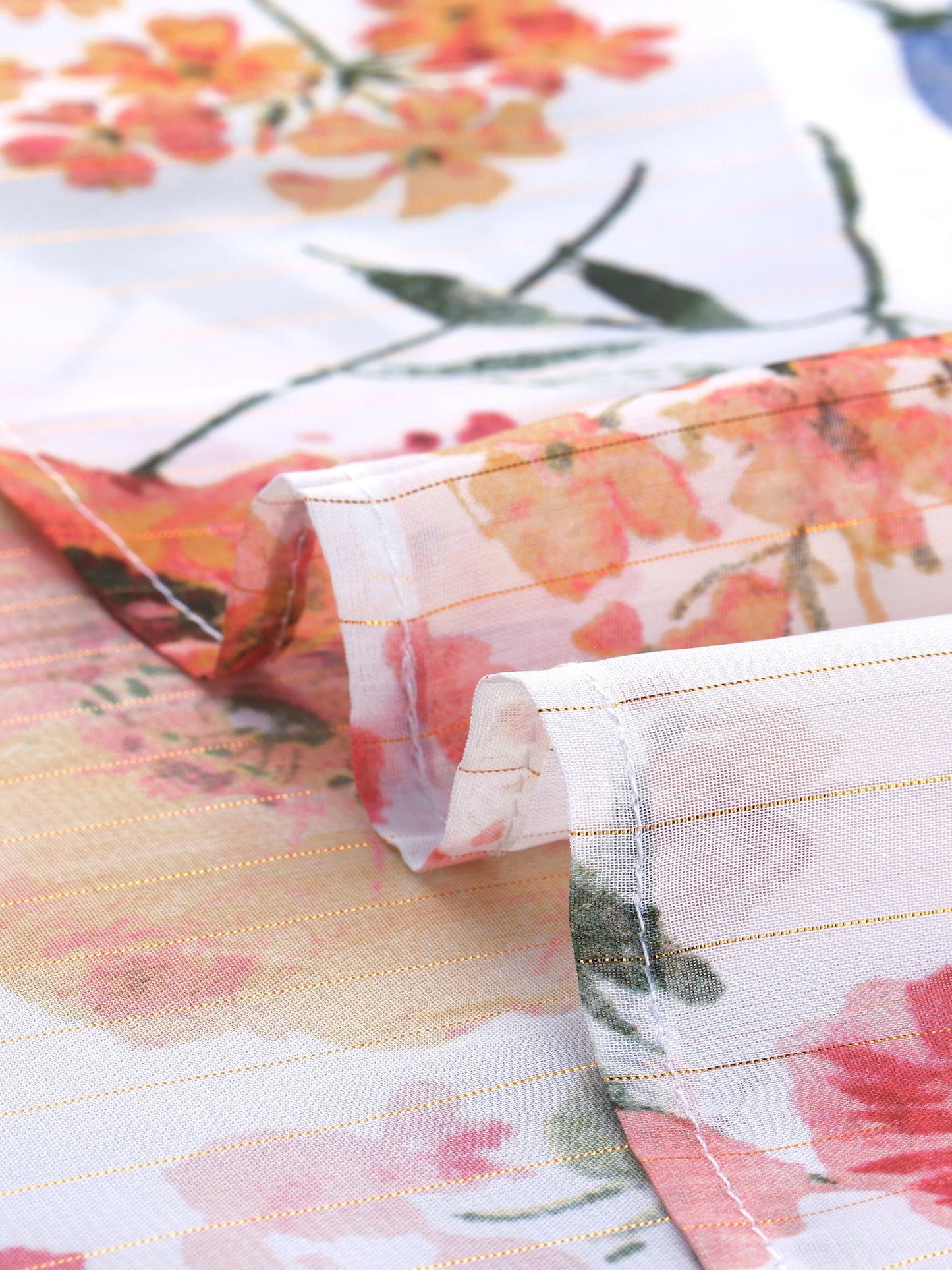 Falda midi floral de gasa de lúrex con cintura elástica y dobladillo alto y bajo para mujer