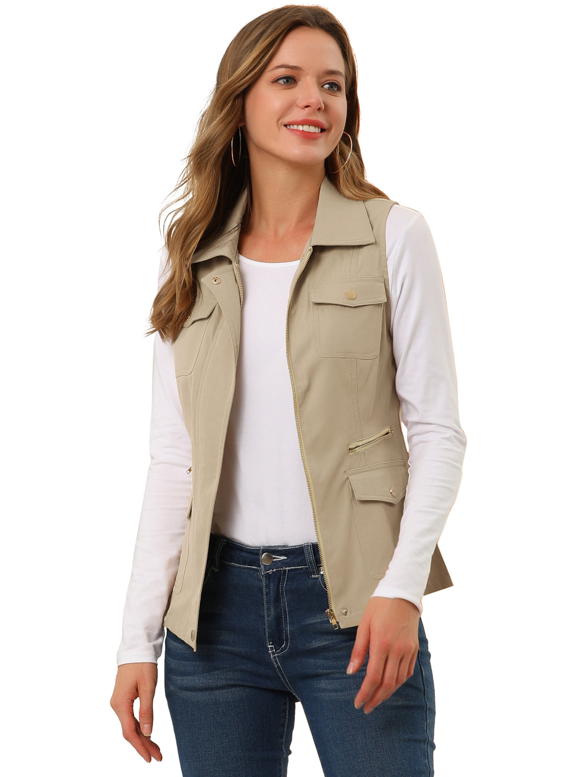 Women's Travel Vest with Pockets Summer Sleeveless Cargo Utility Vest (Available in Plus Size)
