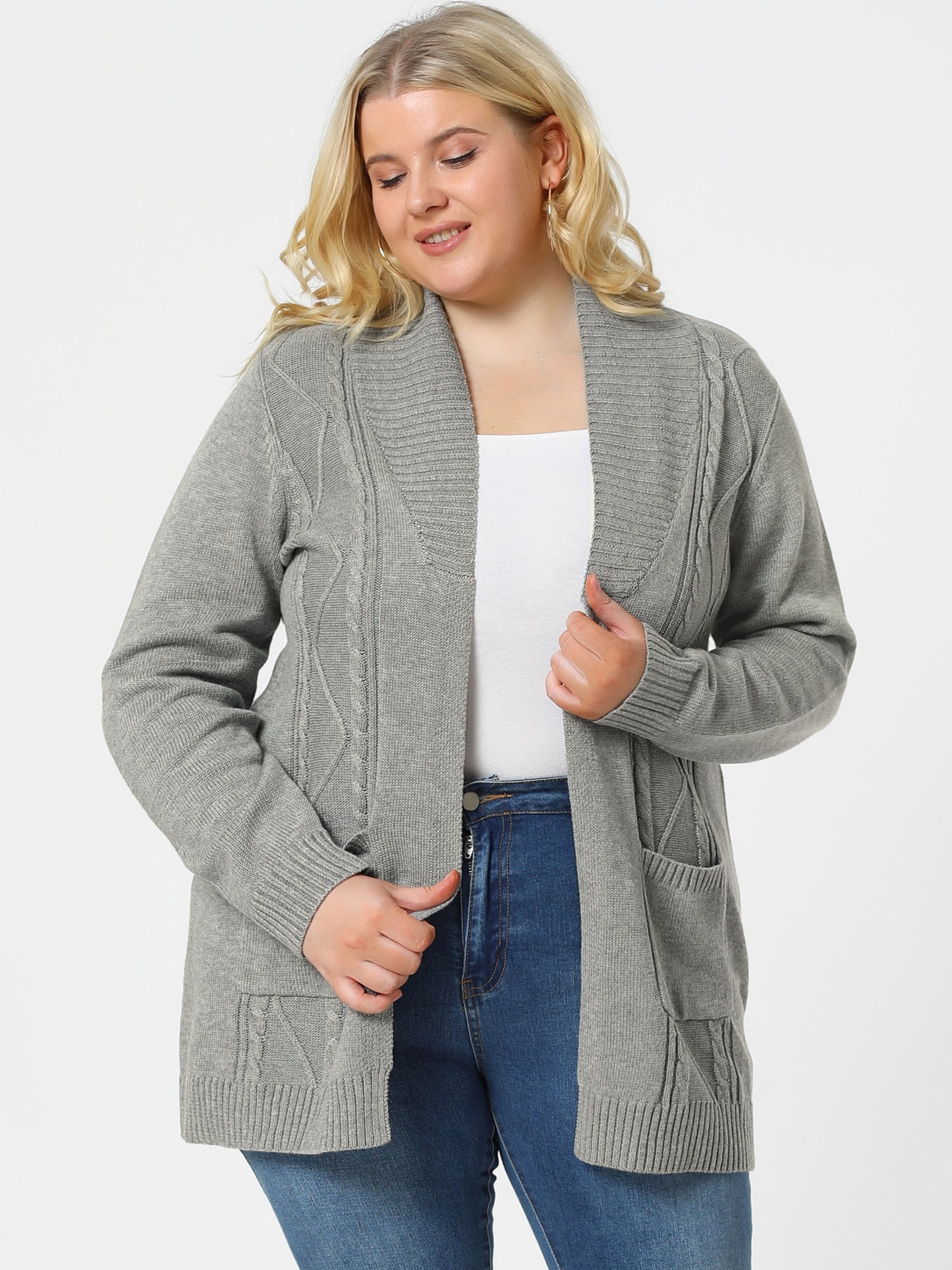 Women's Plus Size Classic Cardigan Sweaters Long Sleeve with Pockets Lightweight Cardigans