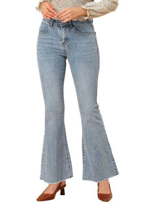 Women's High Waist Slash Pocket Wide Leg Denim Jeans