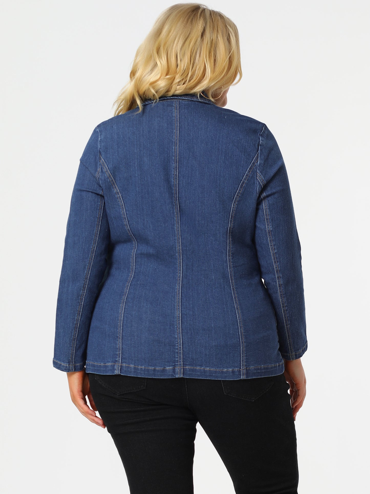 Chaquetas vaqueras de talla grande para mujer, elegantes blazers de trabajo con solapa de mezclilla
