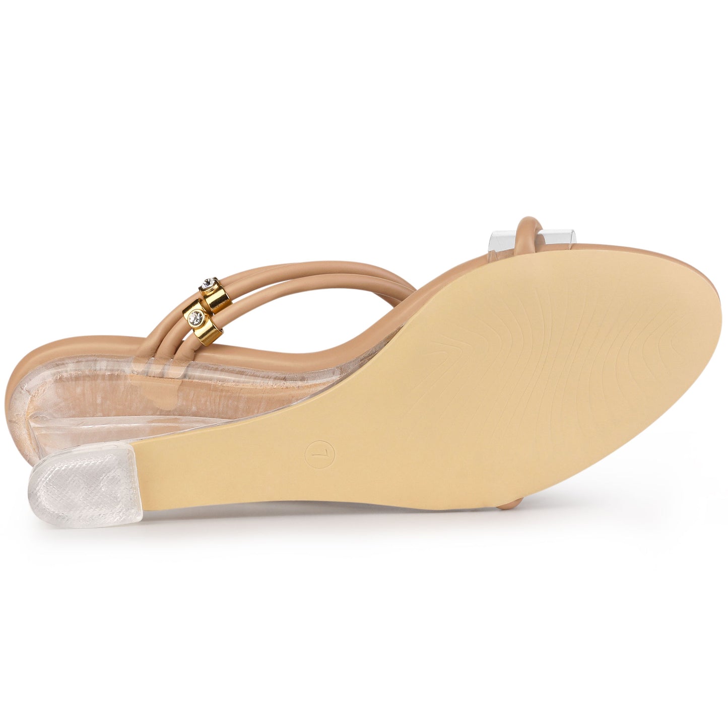 Women's Clear Glass Heel Slide Wedge Heel Wedge Sandals