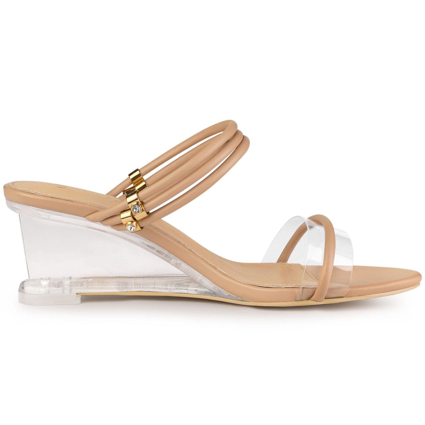 Women's Clear Glass Heel Slide Wedge Heel Wedge Sandals