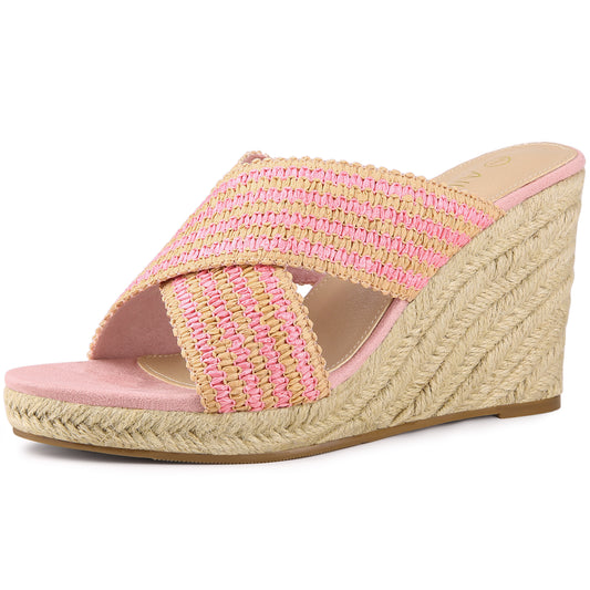 Sandalias de cuña con plataforma y tiras cruzadas para mujer