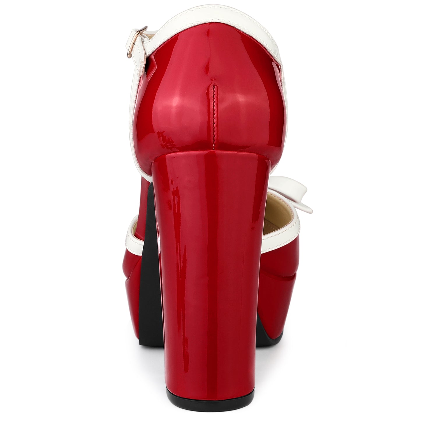 Women's Platform Bow T Strap Chunky Heels Pumps
