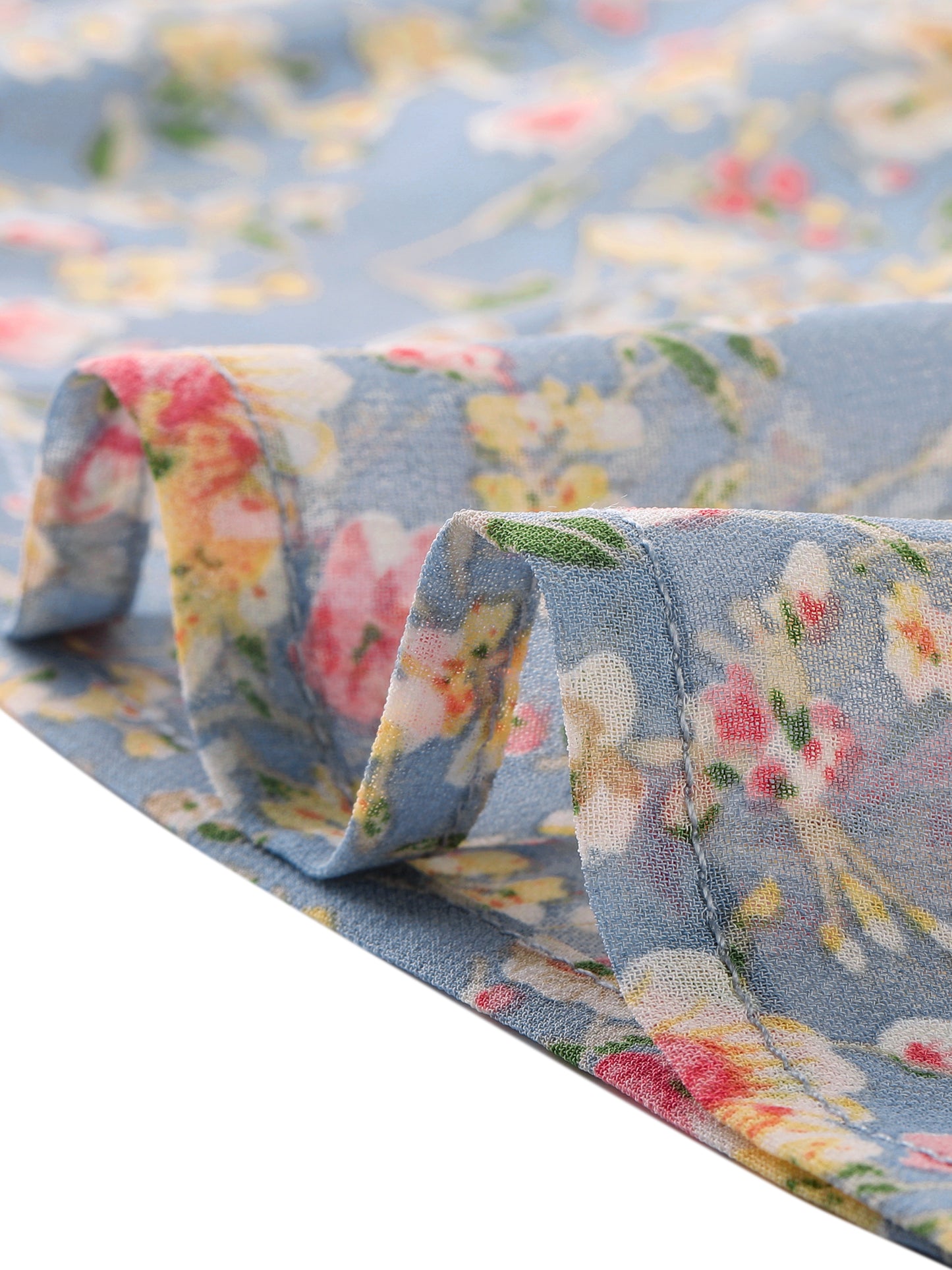 Women's Ruffle V Neck Cap Sleeves Floral Blouse