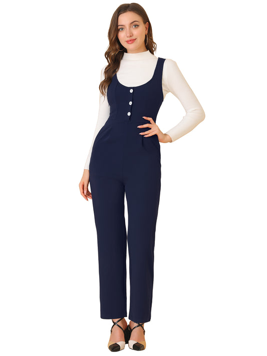 Women's High Waist Casual Wide Leg Pants Overalls Jumpsuit