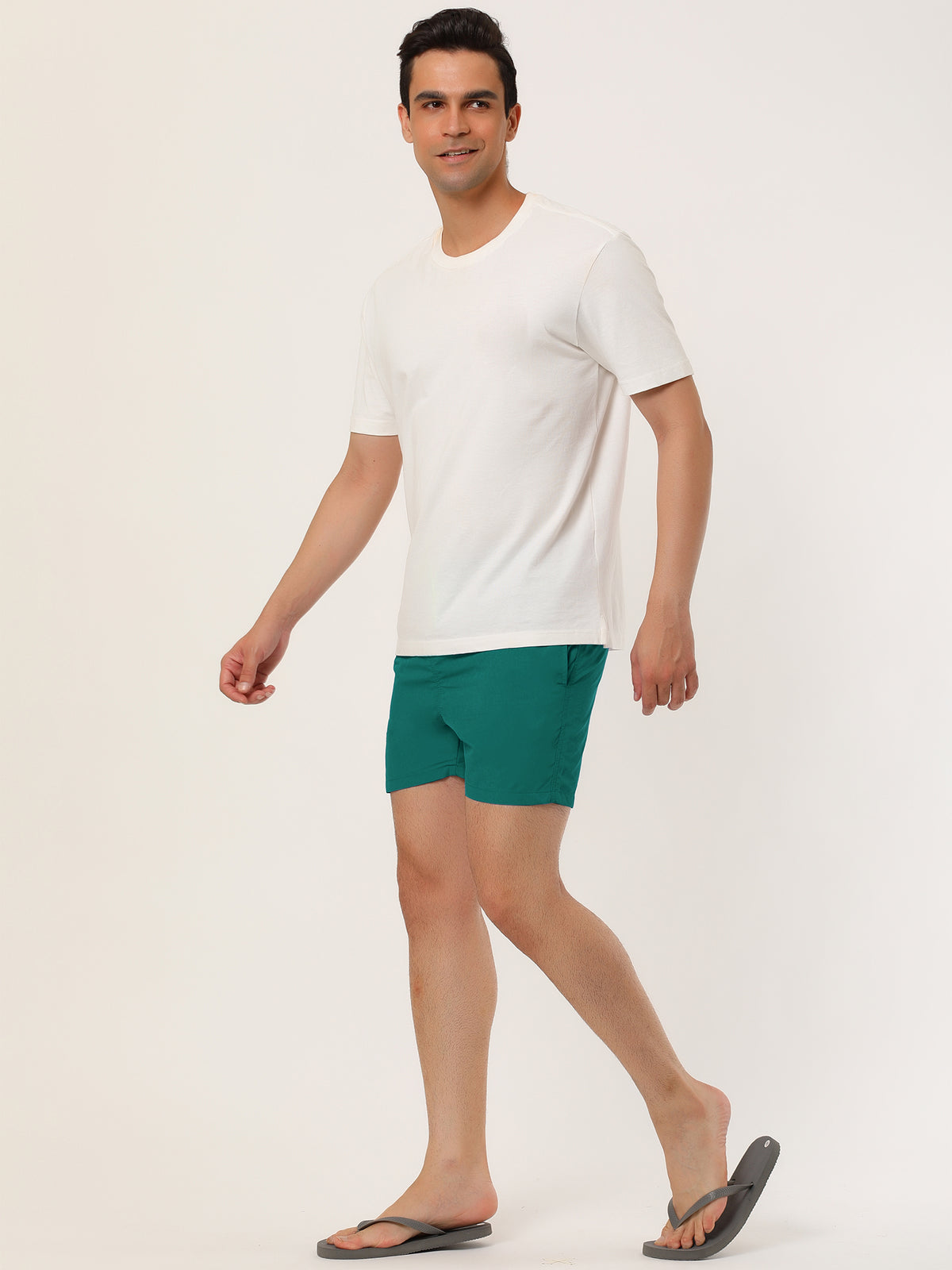 [PACK SALES] Men's 2 Pieces Holiday Beach Solid Color Adjustable Waist Bathing Swim Shorts