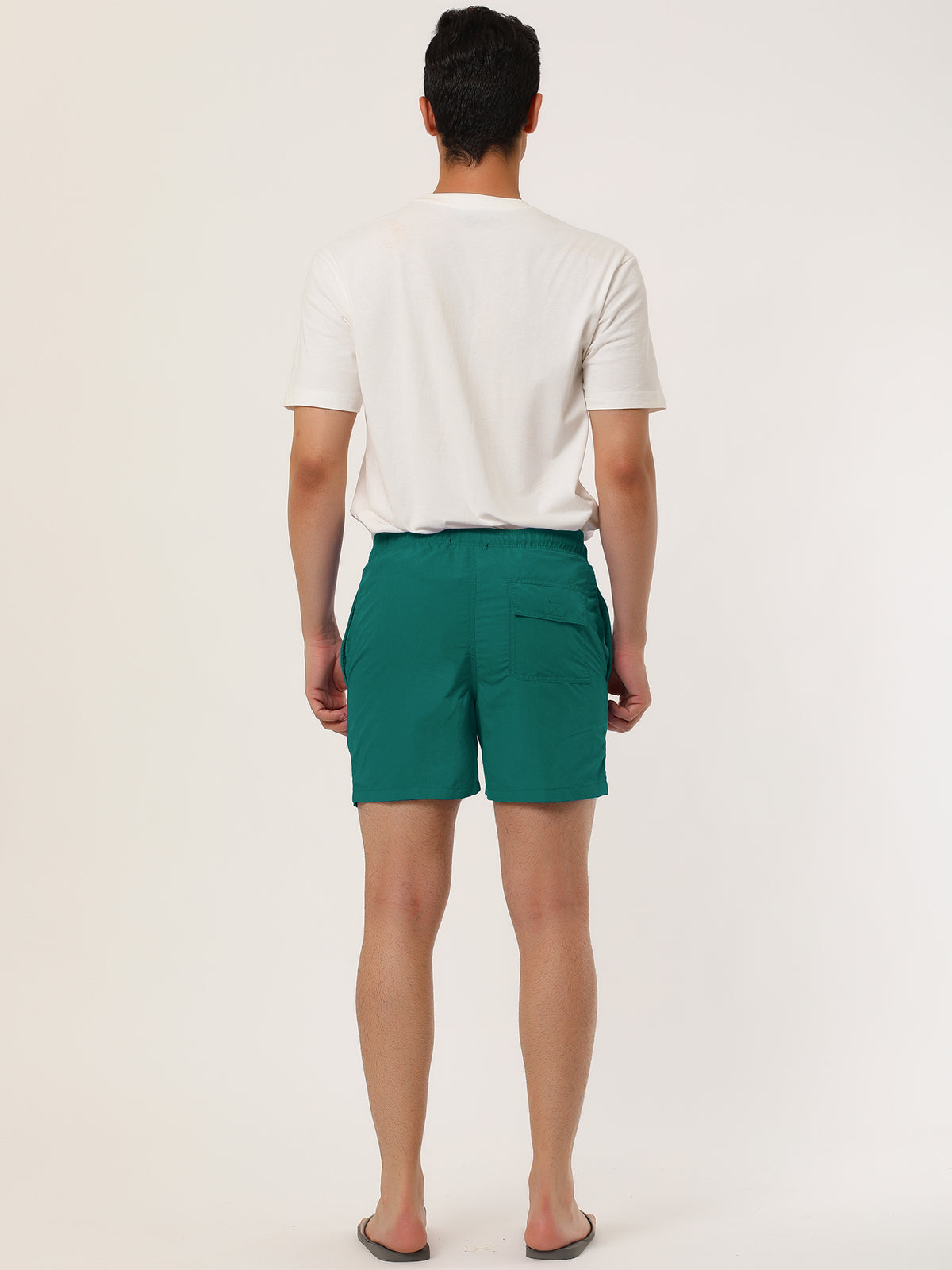 [PACK SALES] Men's 2 Pieces Holiday Beach Solid Color Adjustable Waist Bathing Swim Shorts