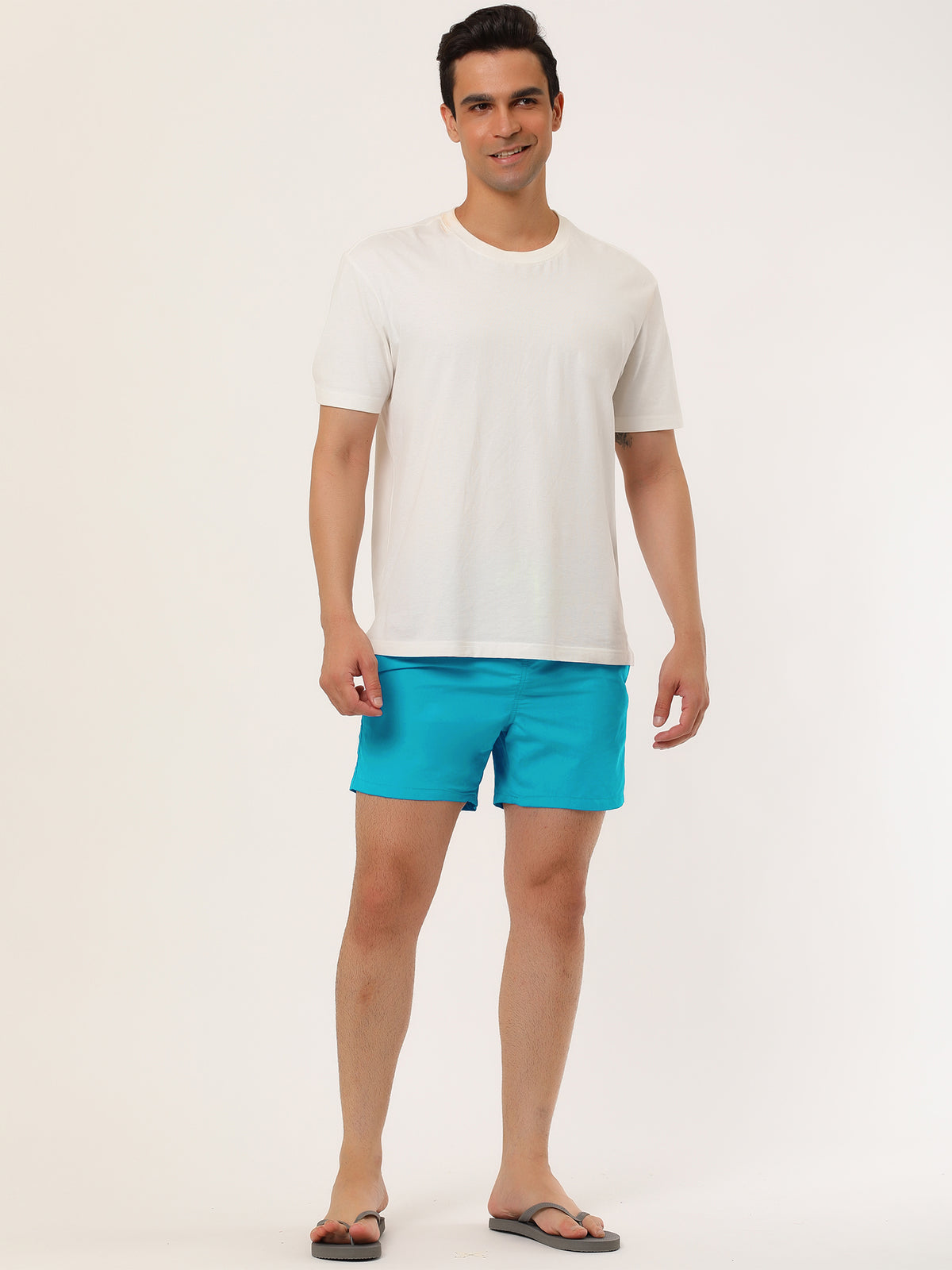 [PACK SALES] Men's 2 Pieces Solid Color Lightweight Summer Surfing Beach Swim Shorts