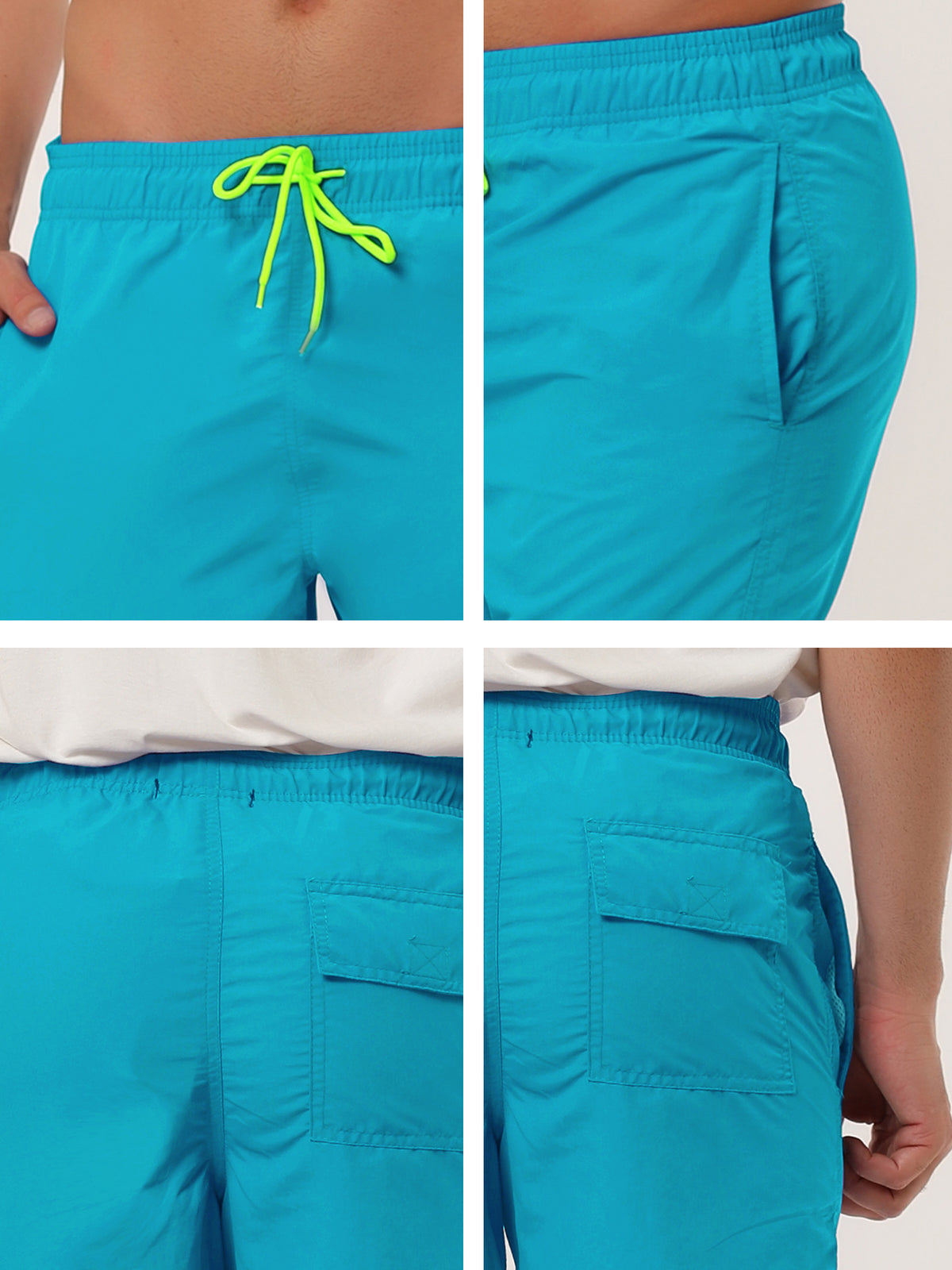 [PACK SALES] Men's 2 Pieces Solid Color Lightweight Summer Surfing Beach Swim Shorts