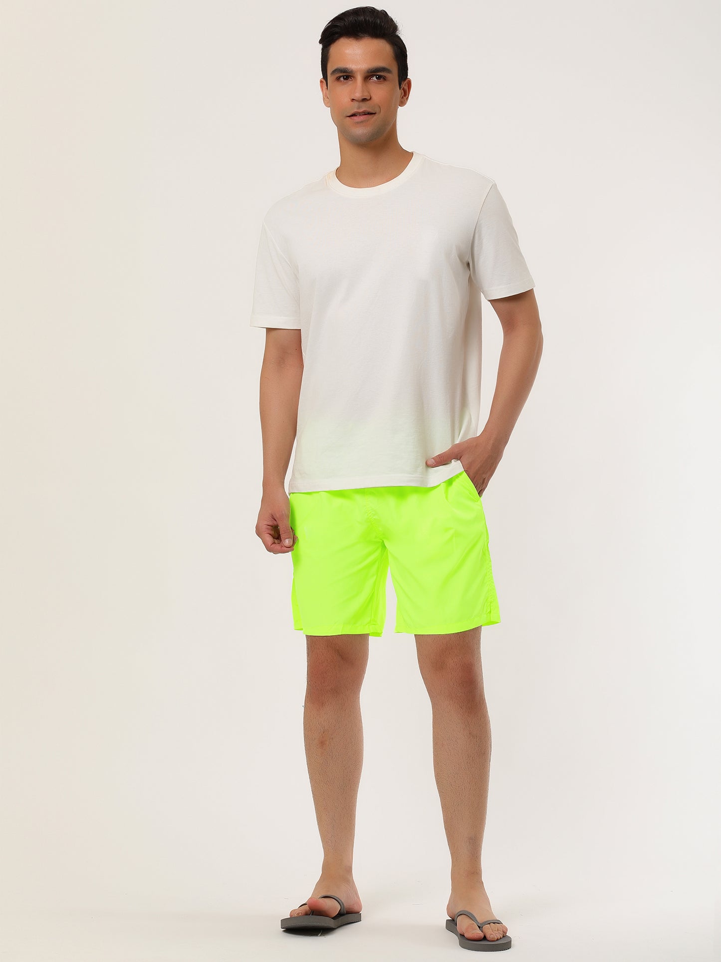Men's Solid Beach Shorts Drawstring Surfing Mesh Lining Swimwear Board Shorts