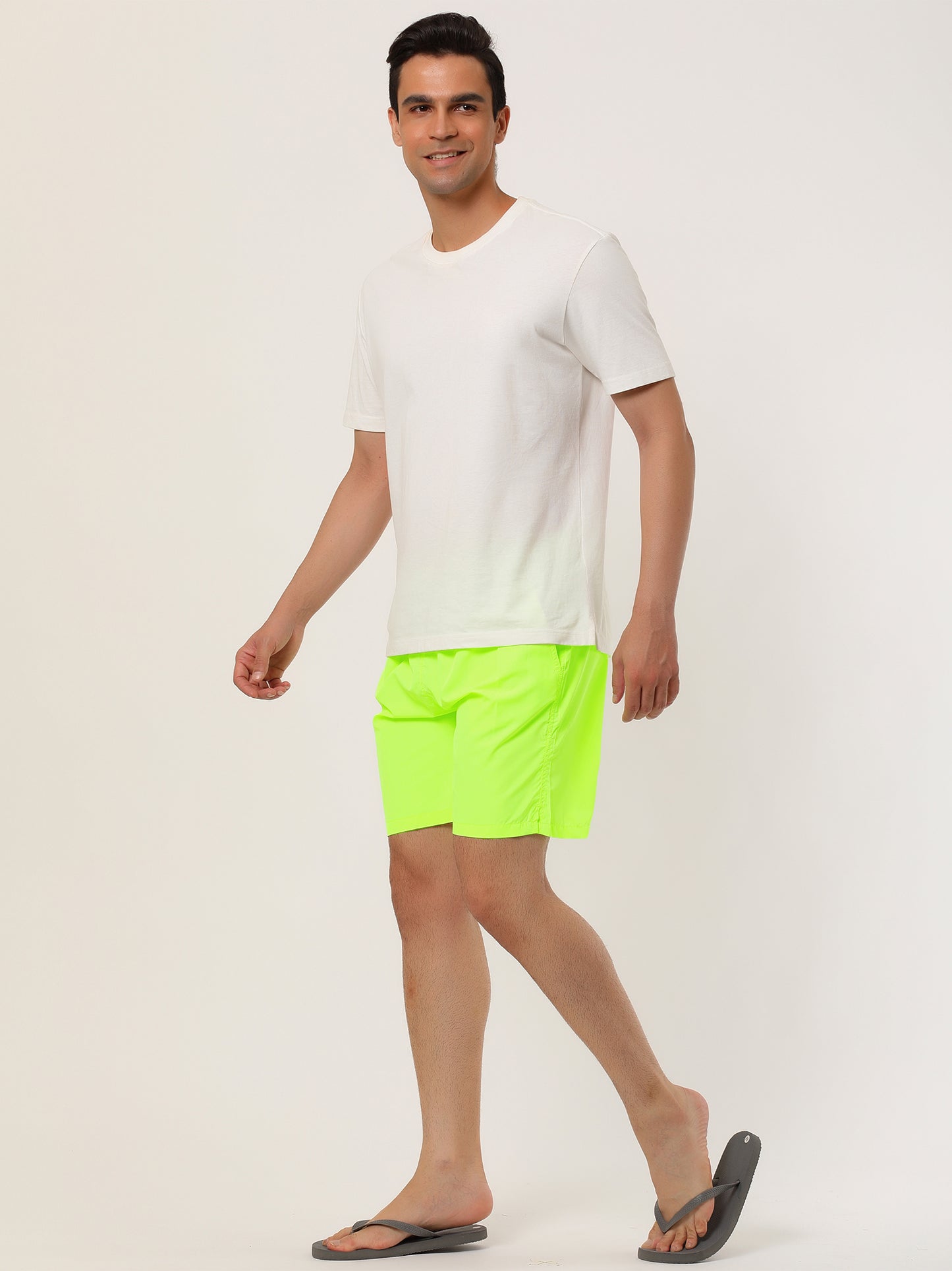 Men's Solid Beach Shorts Drawstring Surfing Mesh Lining Swimwear Board Shorts