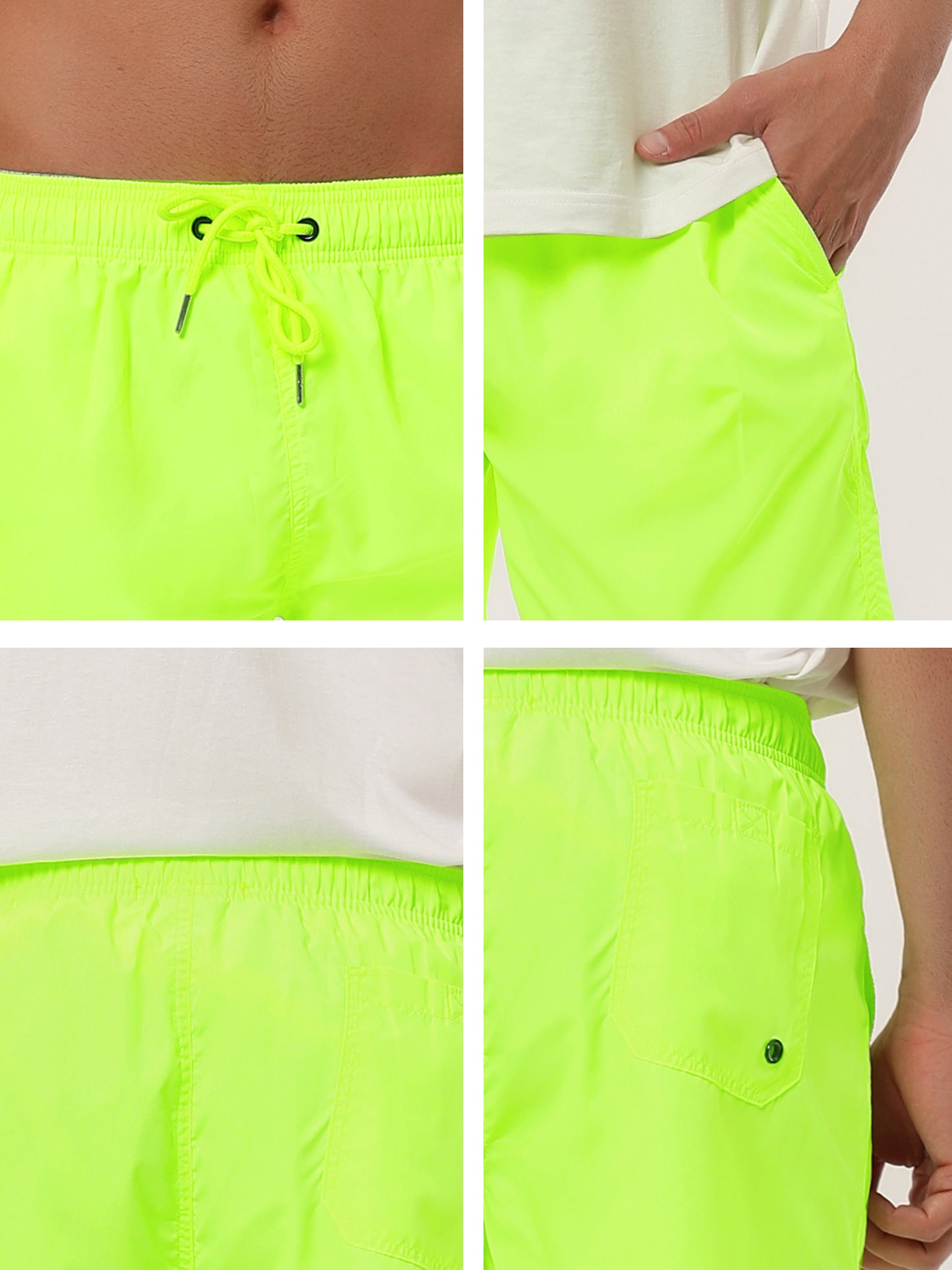 Men's Solid Beach Shorts Drawstring Surfing Mesh Lining Swimwear Board Shorts